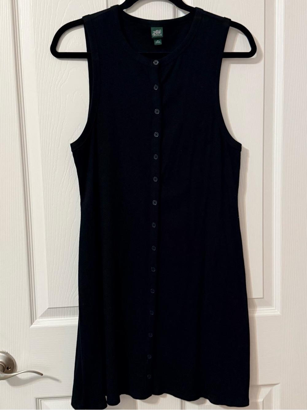 wild fable Black Sleeveless Button-Front Dress